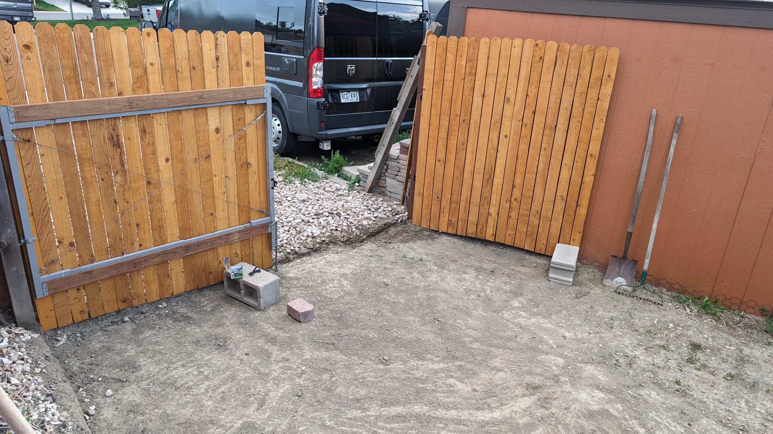 Rebuilt wooden fence gate
