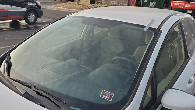 View of the windshield and cabin.